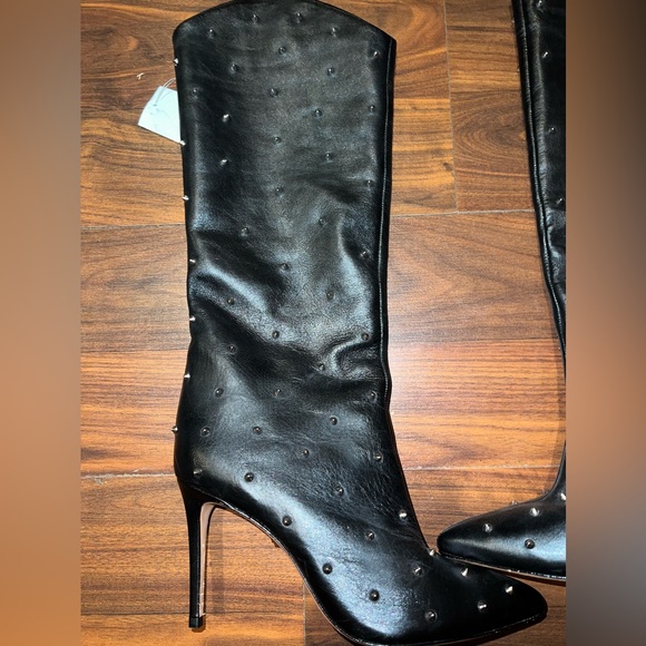 Brand New-Schutz 's-ariene' black spike studded boot - Picture 2 of 6